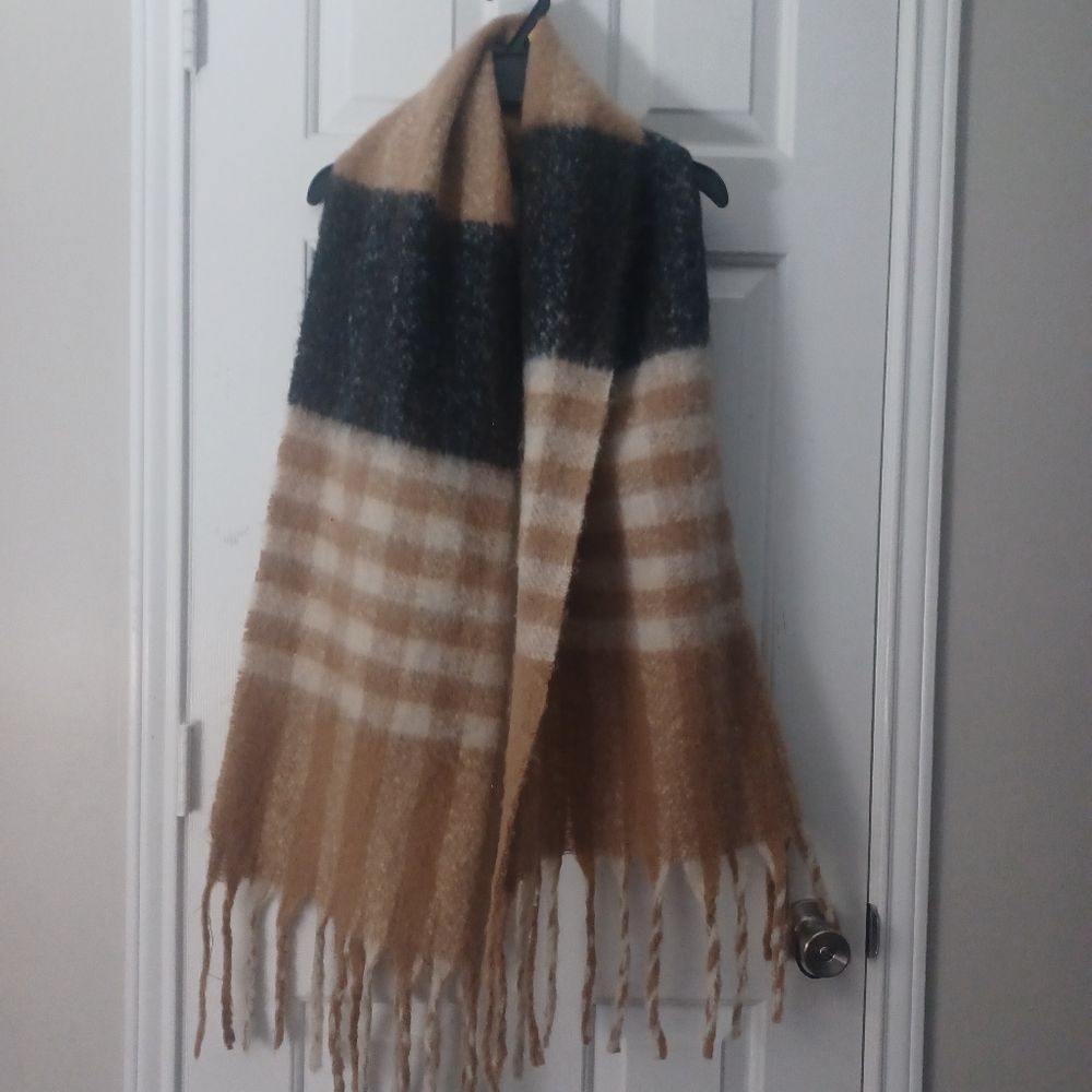 R Fashion Plaid Apparel Oversized Scarf Wrap Shawl